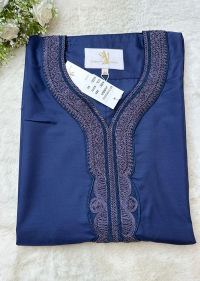 ASM285 Navy Father & Son Lightweight Moroccan Thobe - Memsaab Online