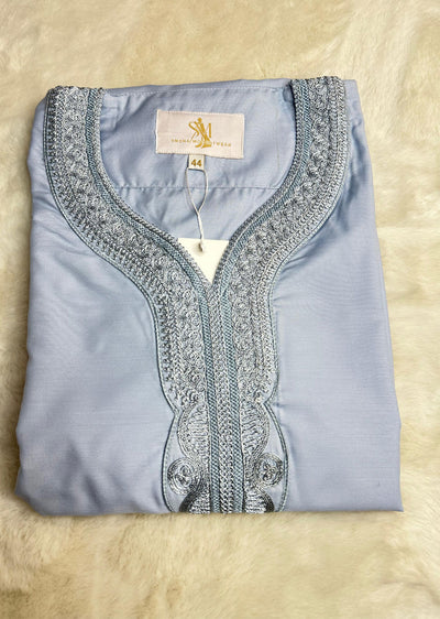 ASM285 baby Blue Father & Son Lightweight Moroccan Thobe - Memsaab Online