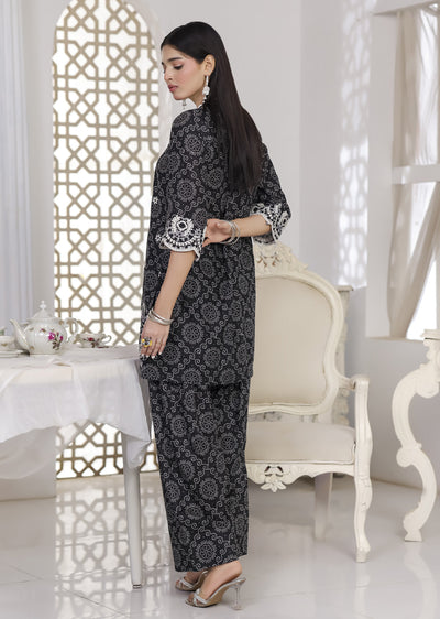 RBY-110 - RABIYA -Black Cotton 2 Piecce Co-ord Farshi - Memsaab Online