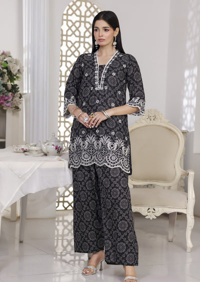RBY-110 - RABIYA -Black Cotton 2 Piecce Co-ord Farshi - Memsaab Online