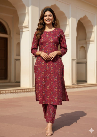 SLMN-20 Readymade Khaddar Co-ord - Memsaab Online