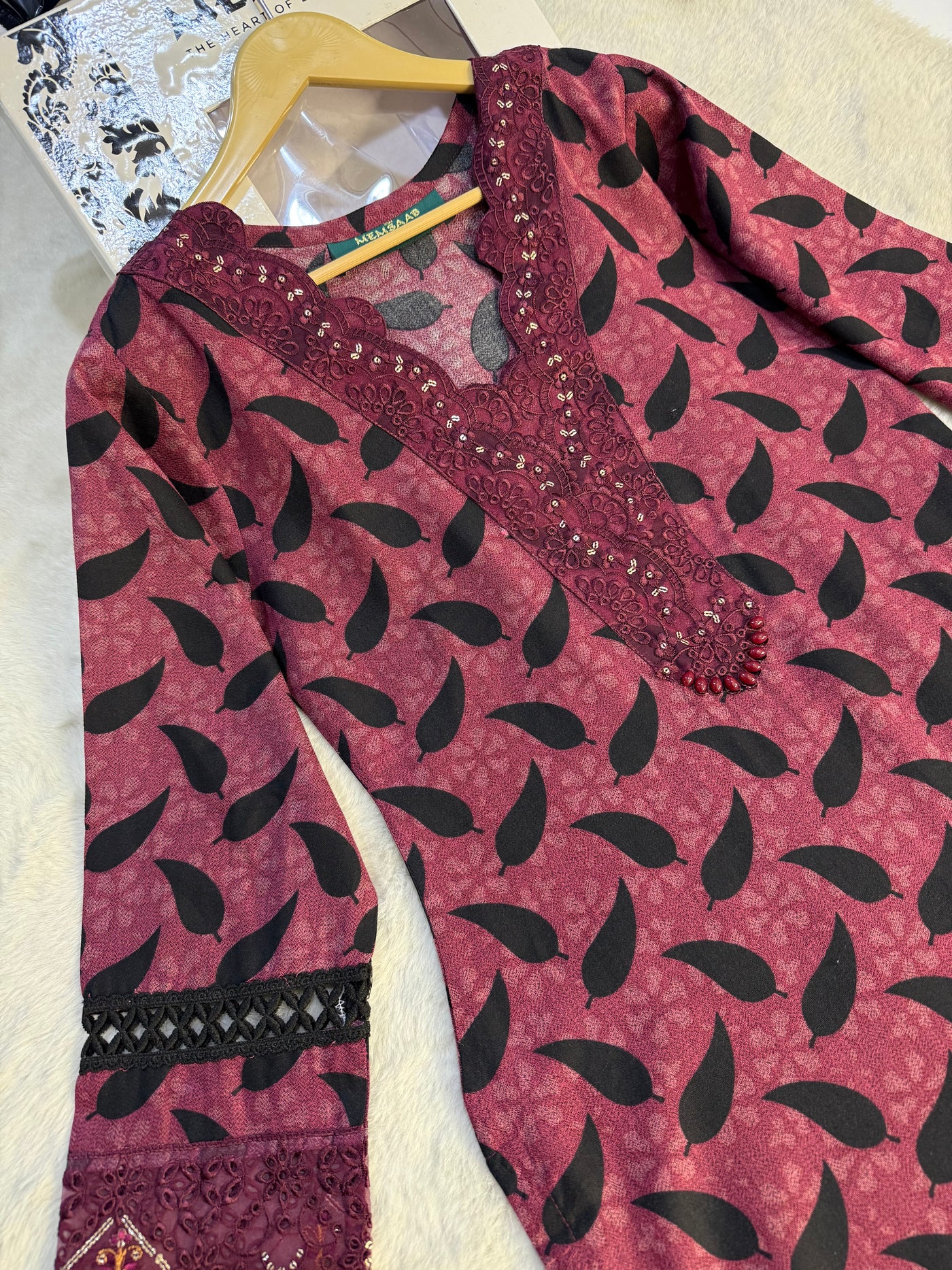 MDNA-23 - Readymade Embroidered Dhanak Outfit - Memsaab Online