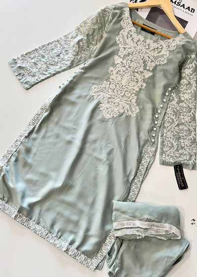 HK29 Readymade Mint Mother & Daughter Linen Suit - Memsaab Online