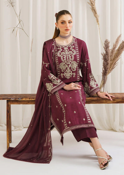 Charlene - Readymade 3 Piece Garnet Suit - Memsaab Online