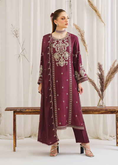 Charlene - Readymade 3 Piece Garnet Suit - Memsaab Online