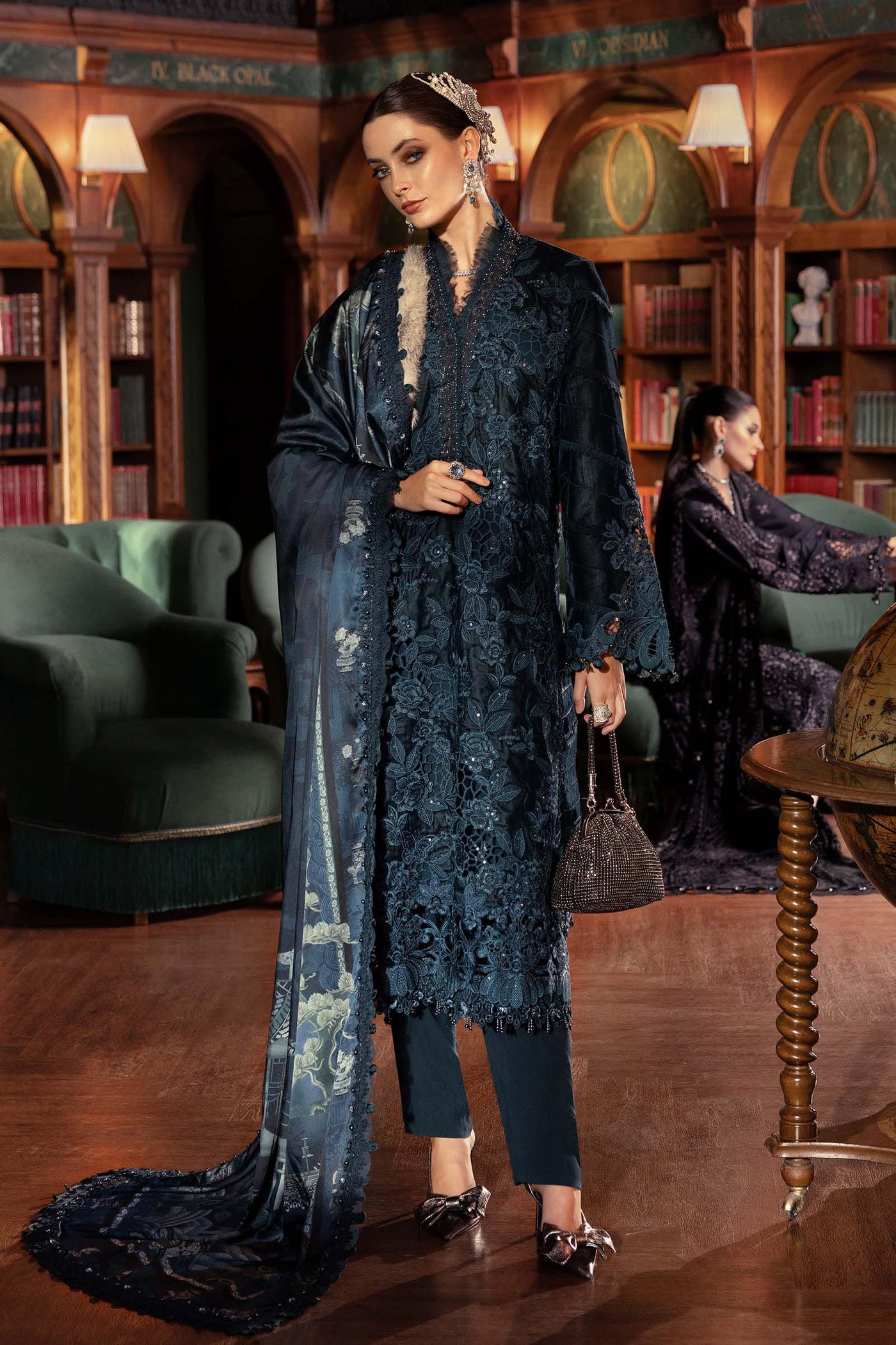 WL-1310- Maria b Embroidered Velvet Suit 2025 - Memsaab Online
