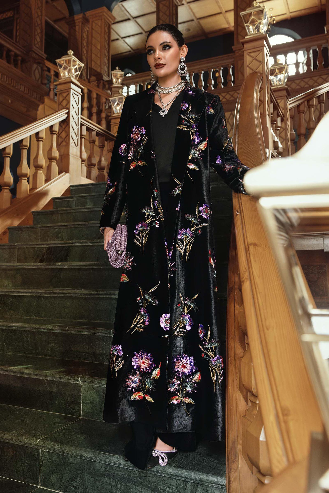 WL-1306- Maria b Embroidered Velvet Suit 2025 - Memsaab Online