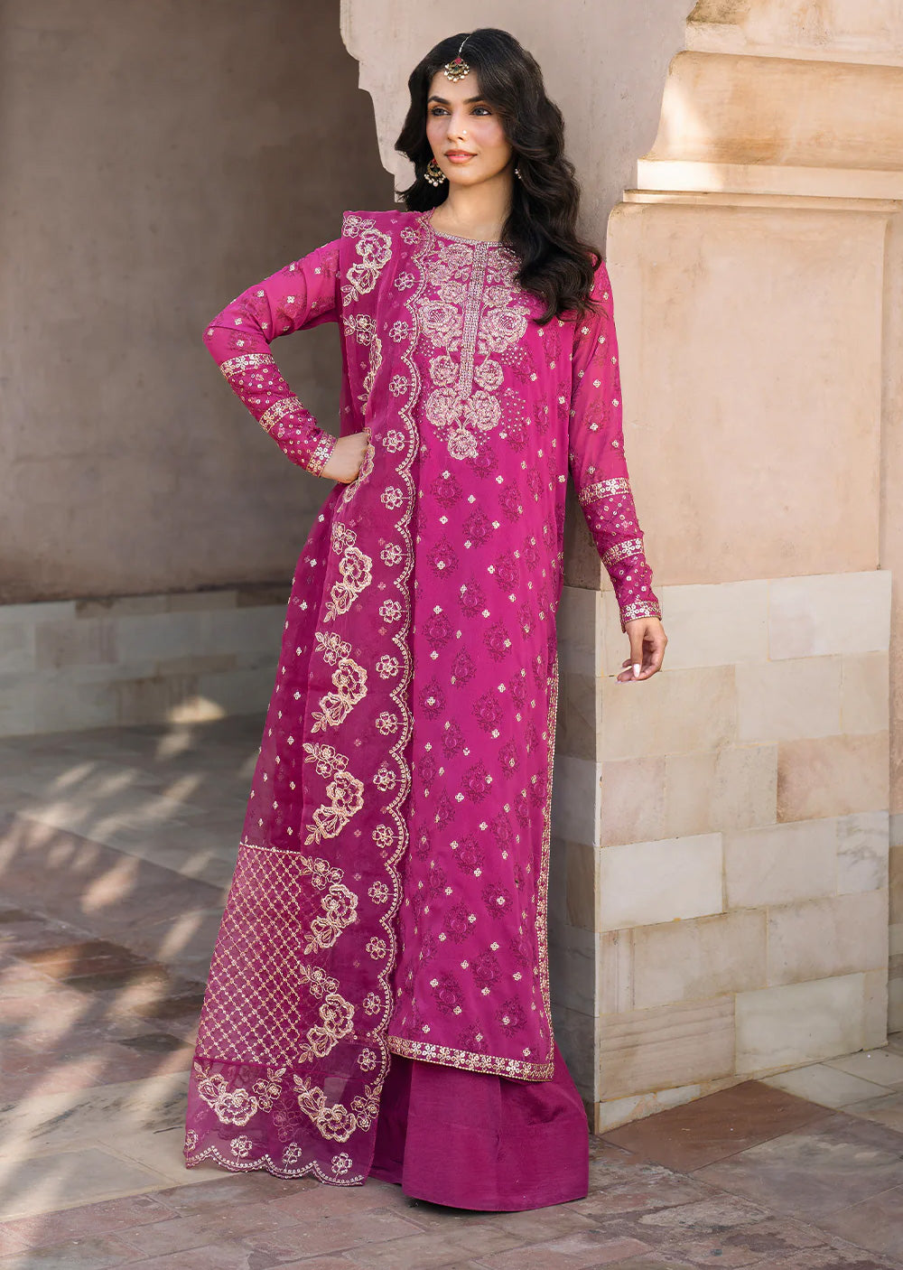 IZKN-02 - Pink Readymade - Bandhani Chiffon Collection by Iznik 2025 - Memsaab Online