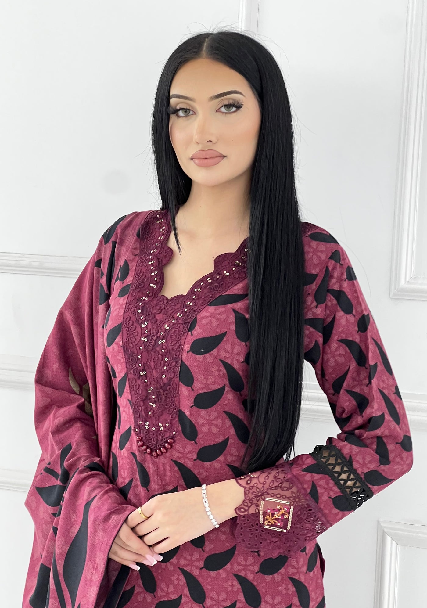 MDNA-23 - Readymade Embroidered Dhanak Outfit - Memsaab Online