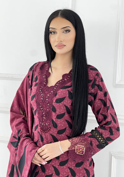 MDNA-23 - Readymade Embroidered Dhanak Outfit - Memsaab Online