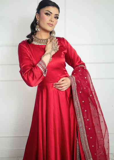 SRB1217 - Silk - Red- Sehrish.B Designer - Memsaab Online