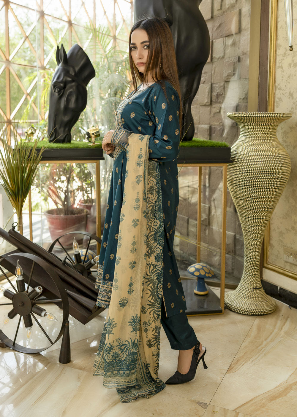 MDM-78 - Readymade - Embroidered Cotton Suit - Memsaab Online