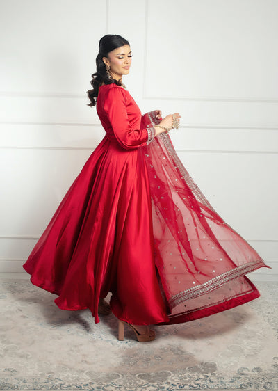 SRB1217 - Silk - Red- Sehrish.B Designer - Memsaab Online