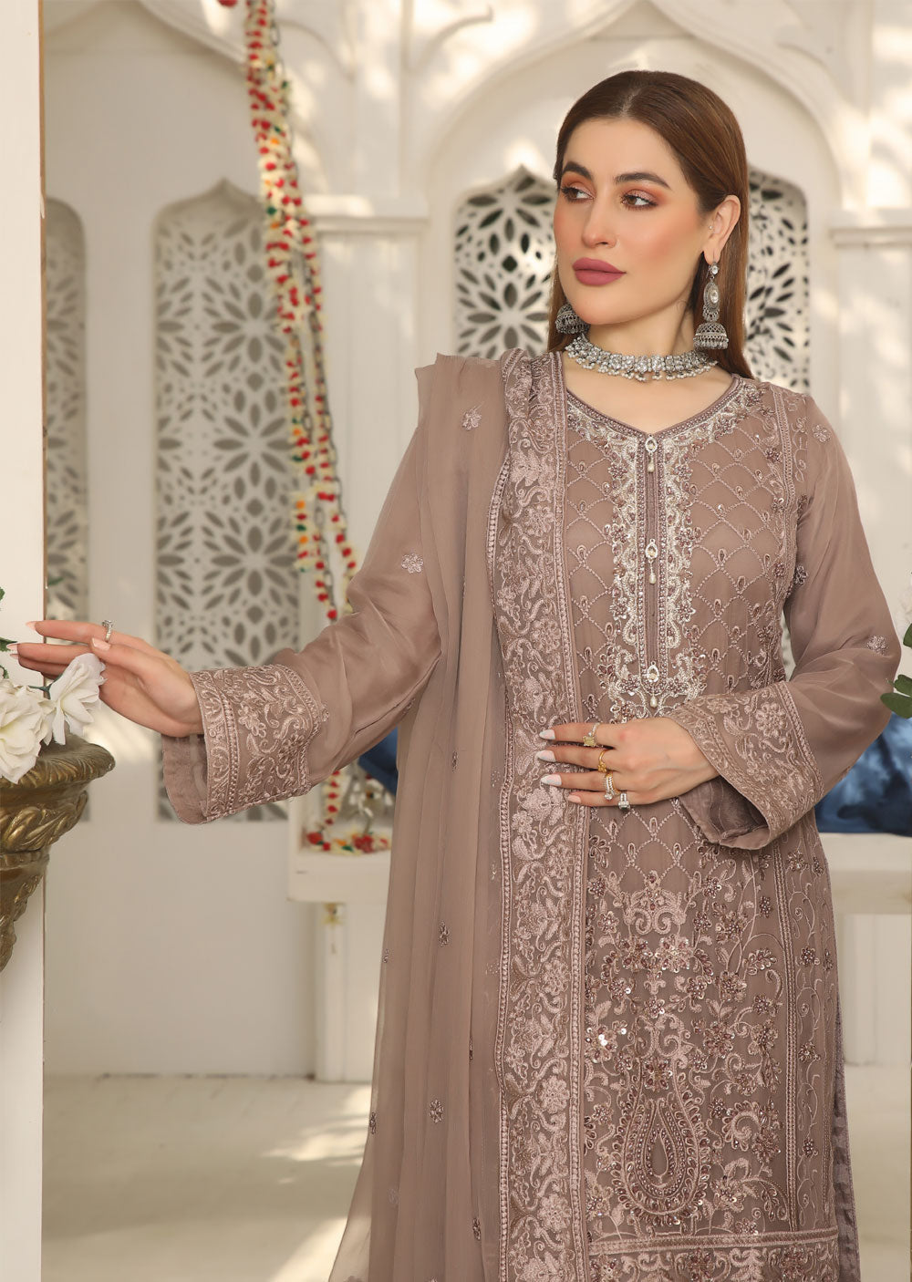 PS0782 Readymade Mauve Chiffon Suit - Memsaab Online