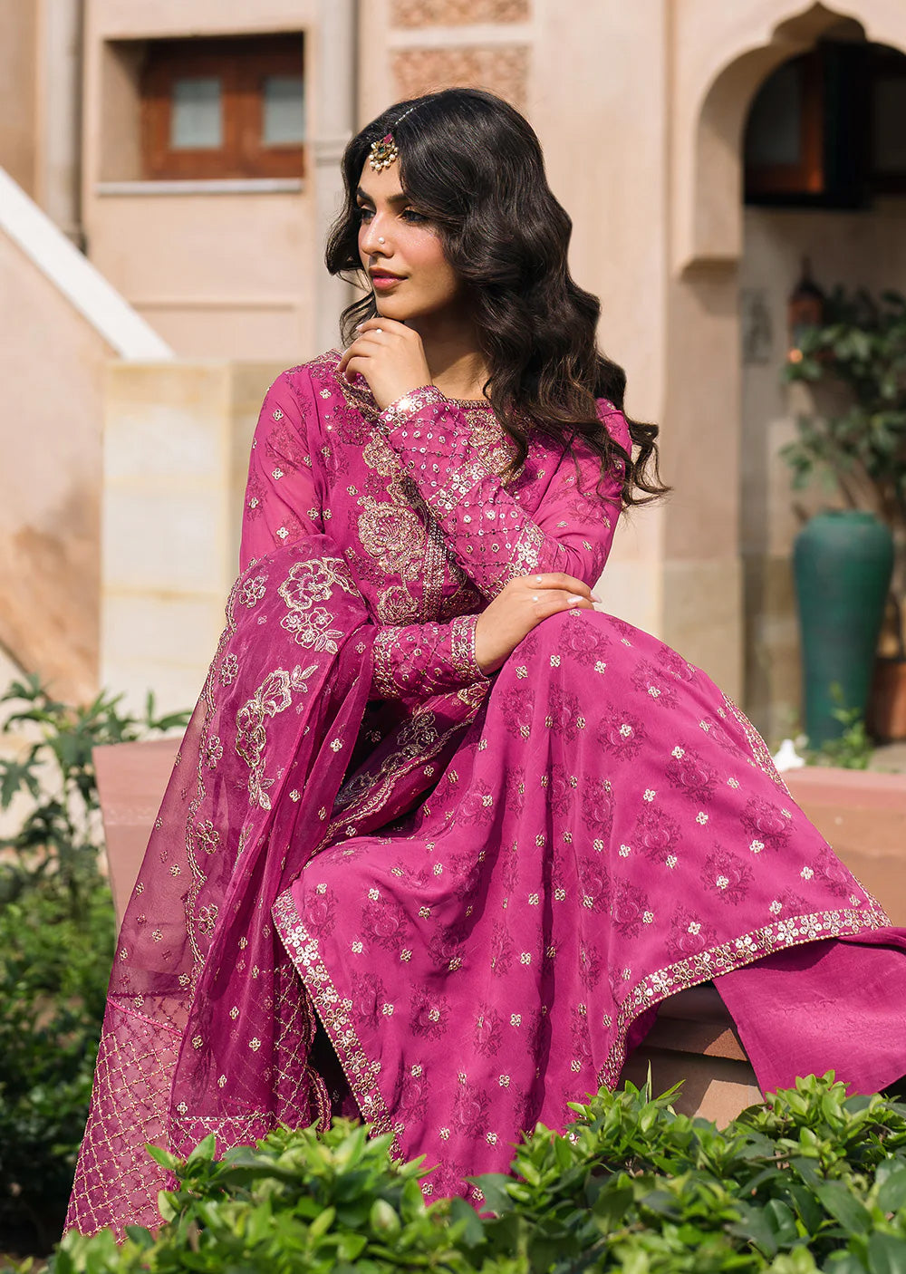 IZKN-02 - Pink Readymade - Bandhani Chiffon Collection by Iznik 2025 - Memsaab Online