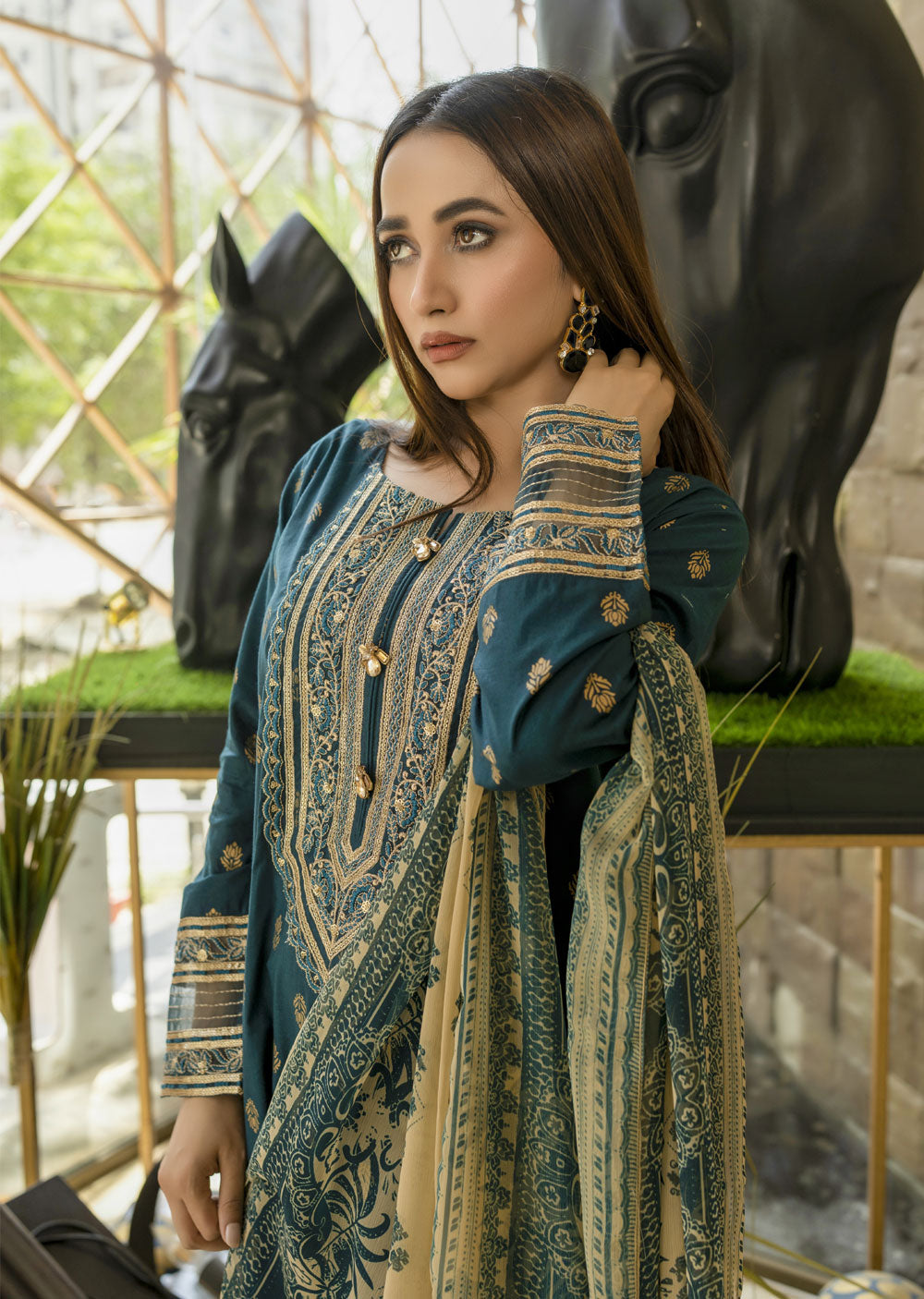 MDM-78 - Readymade - Embroidered Cotton Suit - Memsaab Online