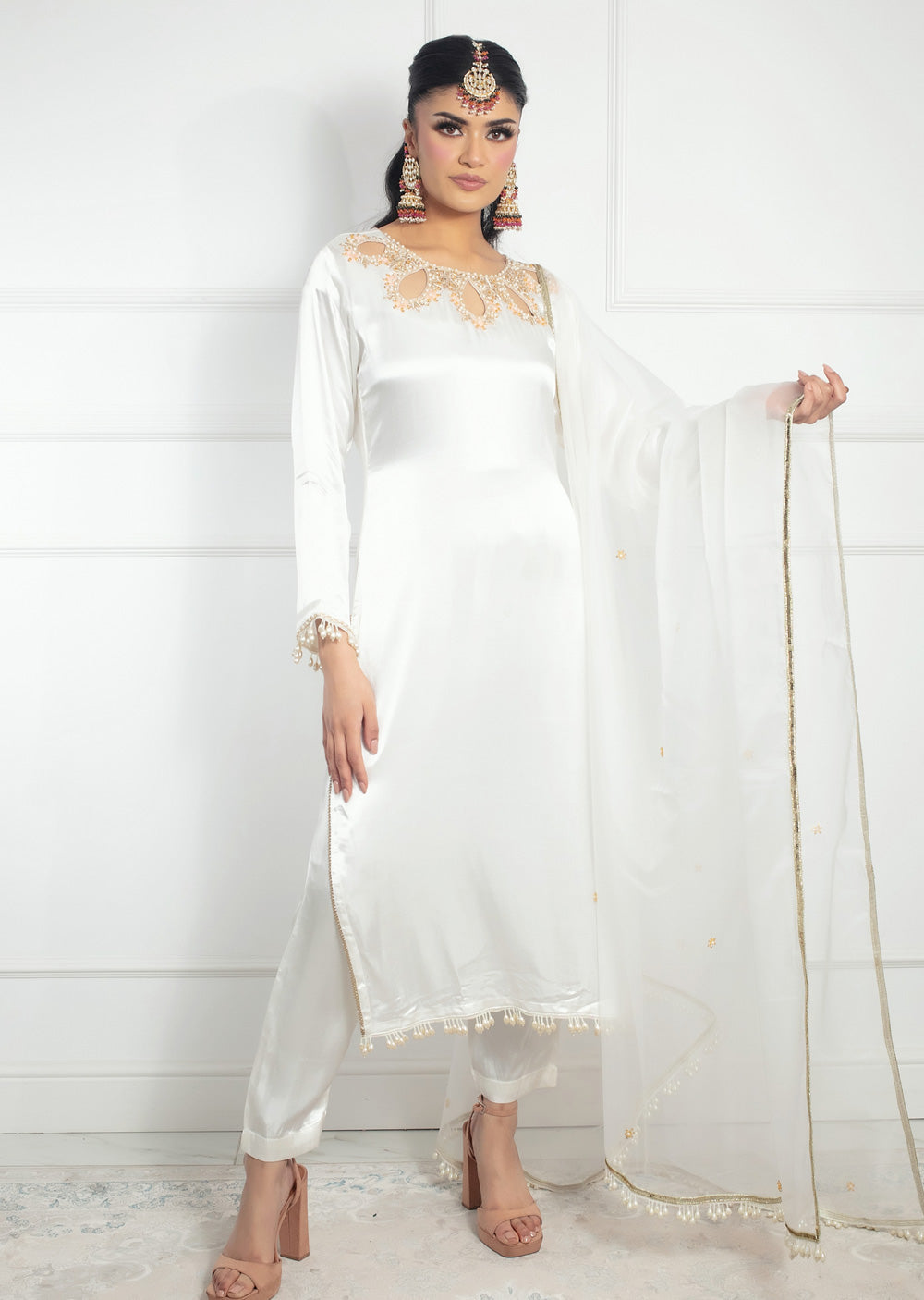 SRB1304 - Aleesha - White Tie Dye - Sehrish.B Designer - Memsaab Online