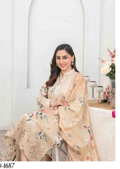 TWD-1687-Readymade Areeba Tawakkal Lawn Suit 2025 - Memsaab Online