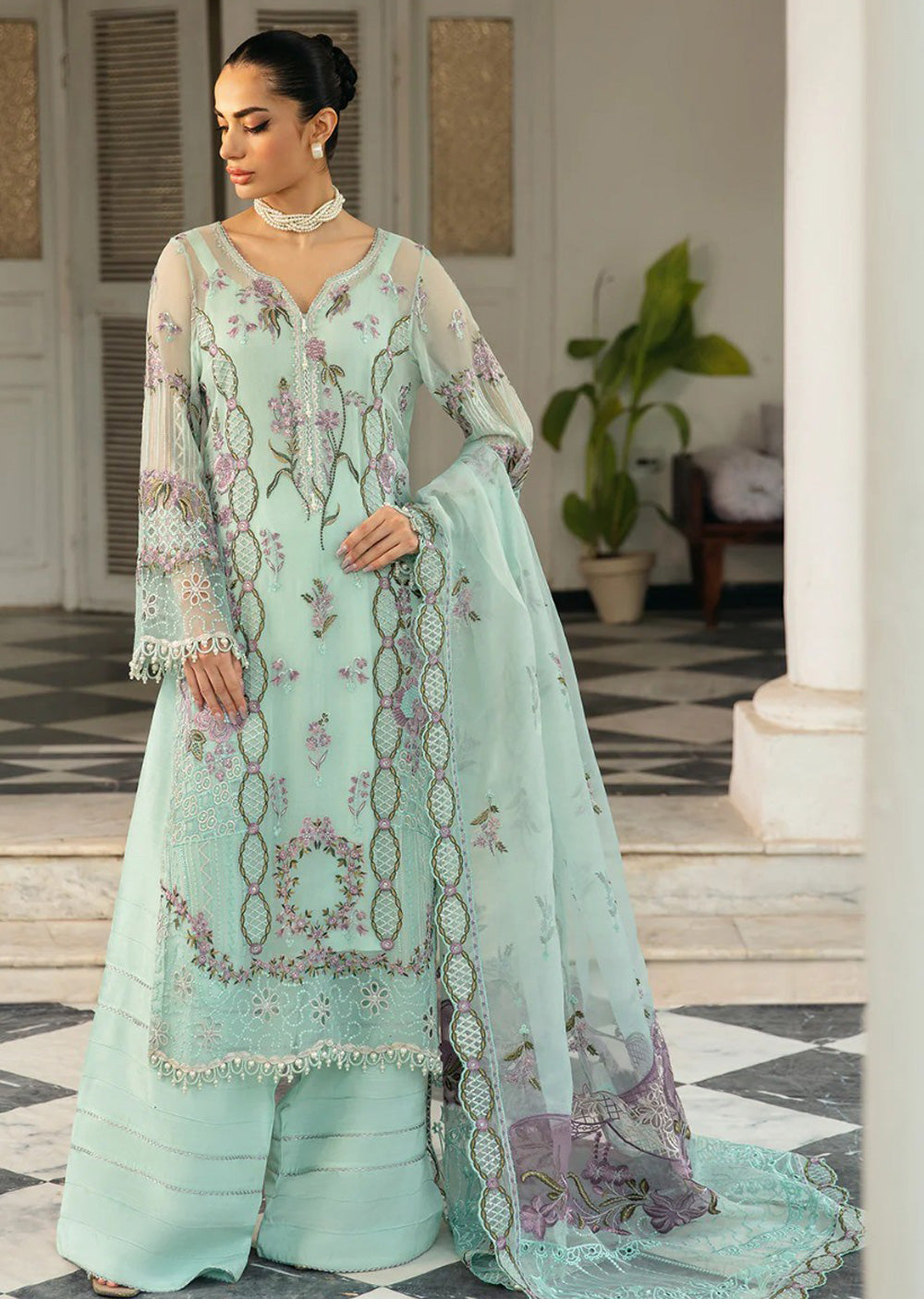 DQ-102 - R - Readymade - Dastak Collection Luxury Chiffon Collection - Memsaab Online