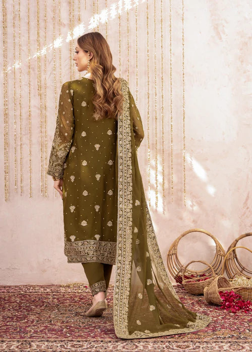 NAM0337-Mehndi - Meeral Luxe - Readymade Organza Suit - Memsaab Online