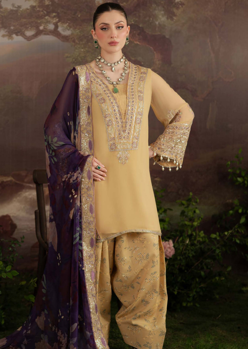AM-14 Nureh Amaya Lux Chiffon Suit - Memsaab Online
