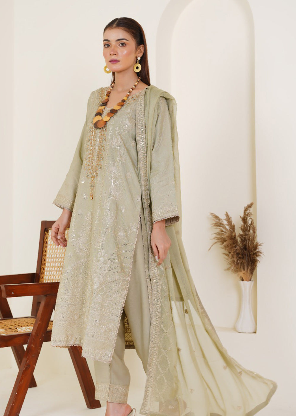 ATR-1137- Readymade Sehrish B Korain Silk - Memsaab Online