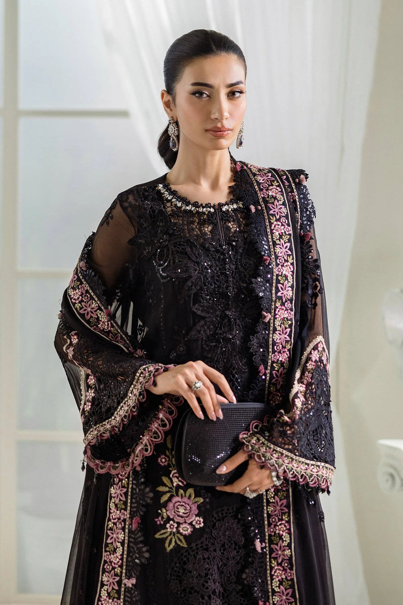 MPC-25-104-Unstitched Embroidered Chiffon Suit Maria B 2025 - Memsaab Online