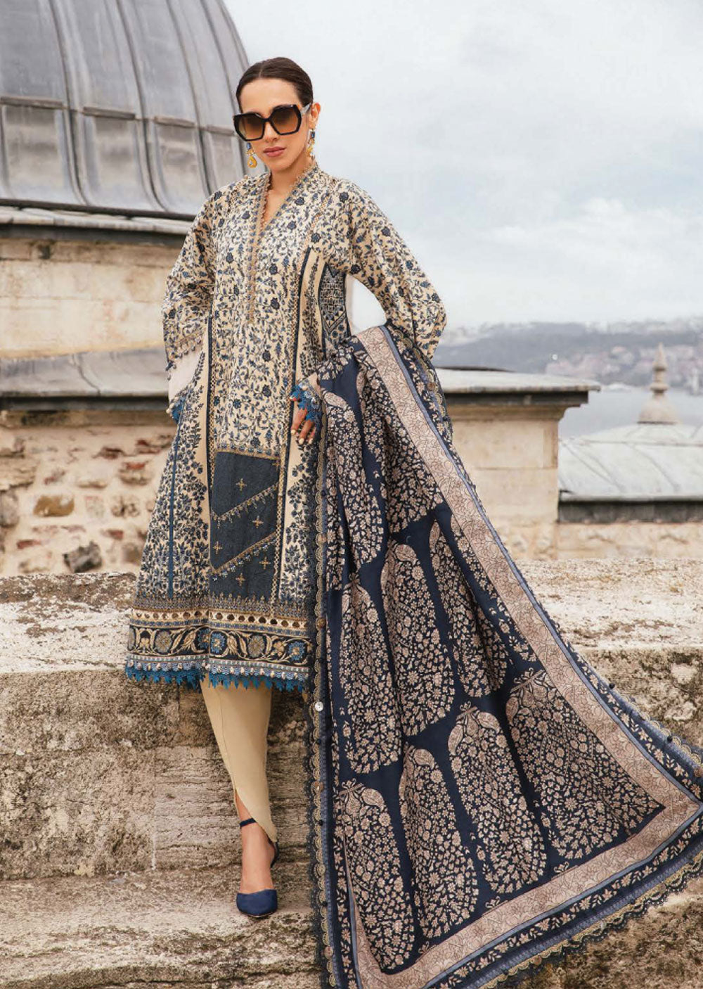 MPT-2402-A - Unstitched - Maria B MPRINTS Collection 2024 - Memsaab Online