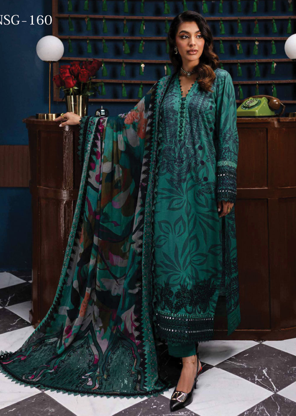 NSG-159 - Unstitched - Nureh Gardenia Collection 2024 - Memsaab Online