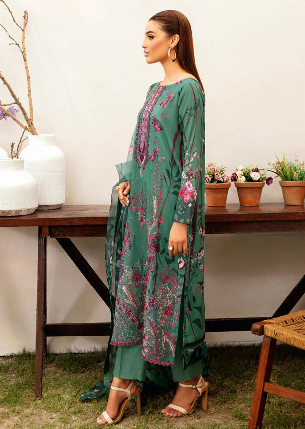 L-1202 - Unstitched - Ramsha Mashaal Luxury Lawn Vol 12 2024 - Memsaab Online