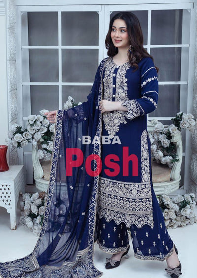 SHAZ9006 Chiffon Embroidered Suit 4 Colours - Memsaab Online