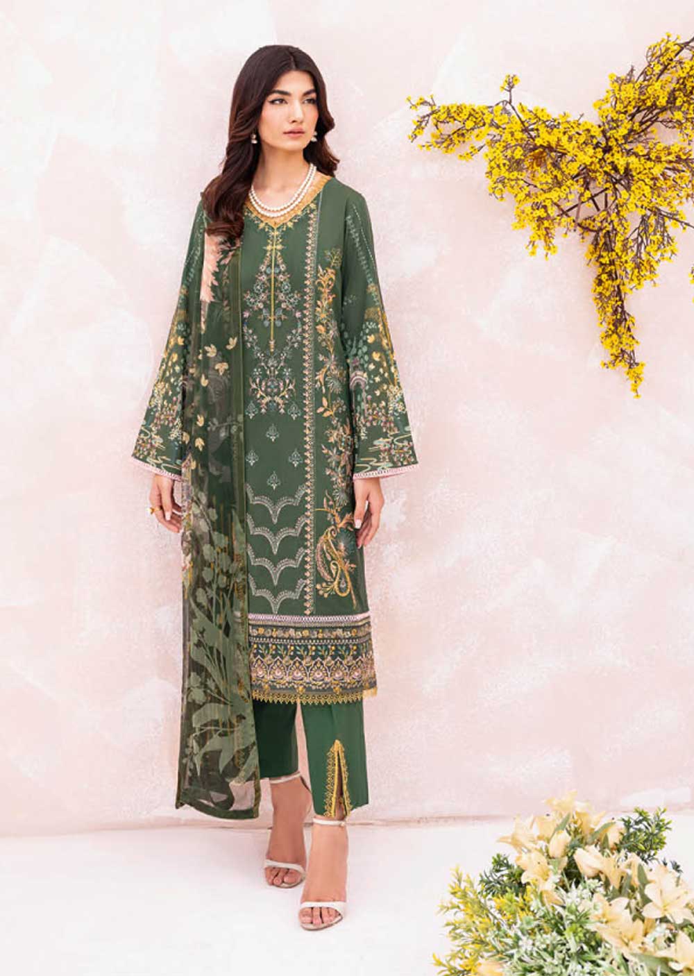 L-702-R - Readymade - Ramsha Mashaal Luxury Lawn Vol 07 2023 - Memsaab Online