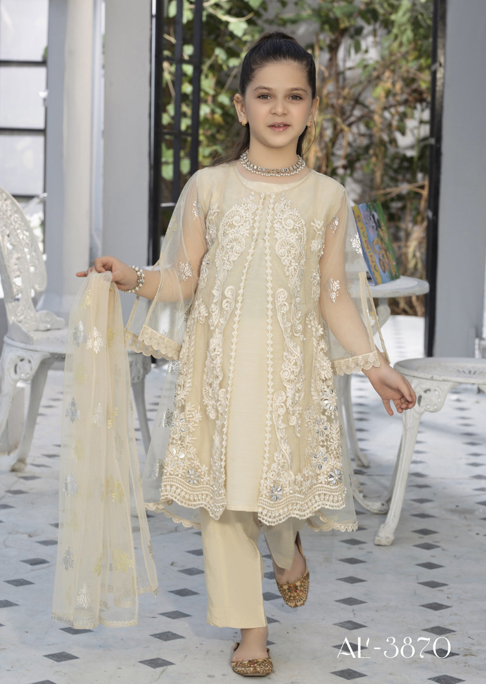 ALYZ-07 - Offwhite - Readymade Kids Winter Suit by Ally's 2025 - Memsaab Online