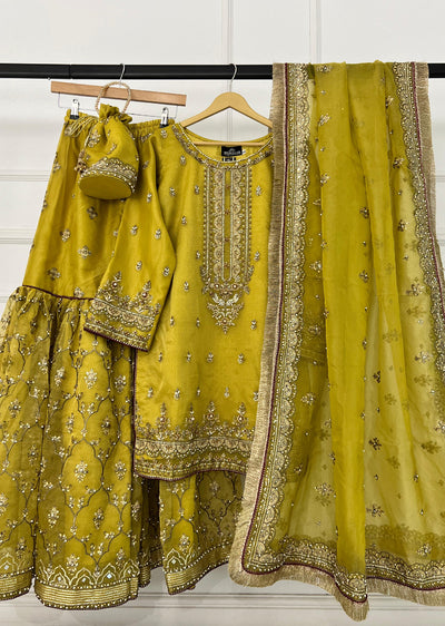 SRB1302 - Natasha - Mehndi Green - Sehrish.B Designer - Memsaab Online