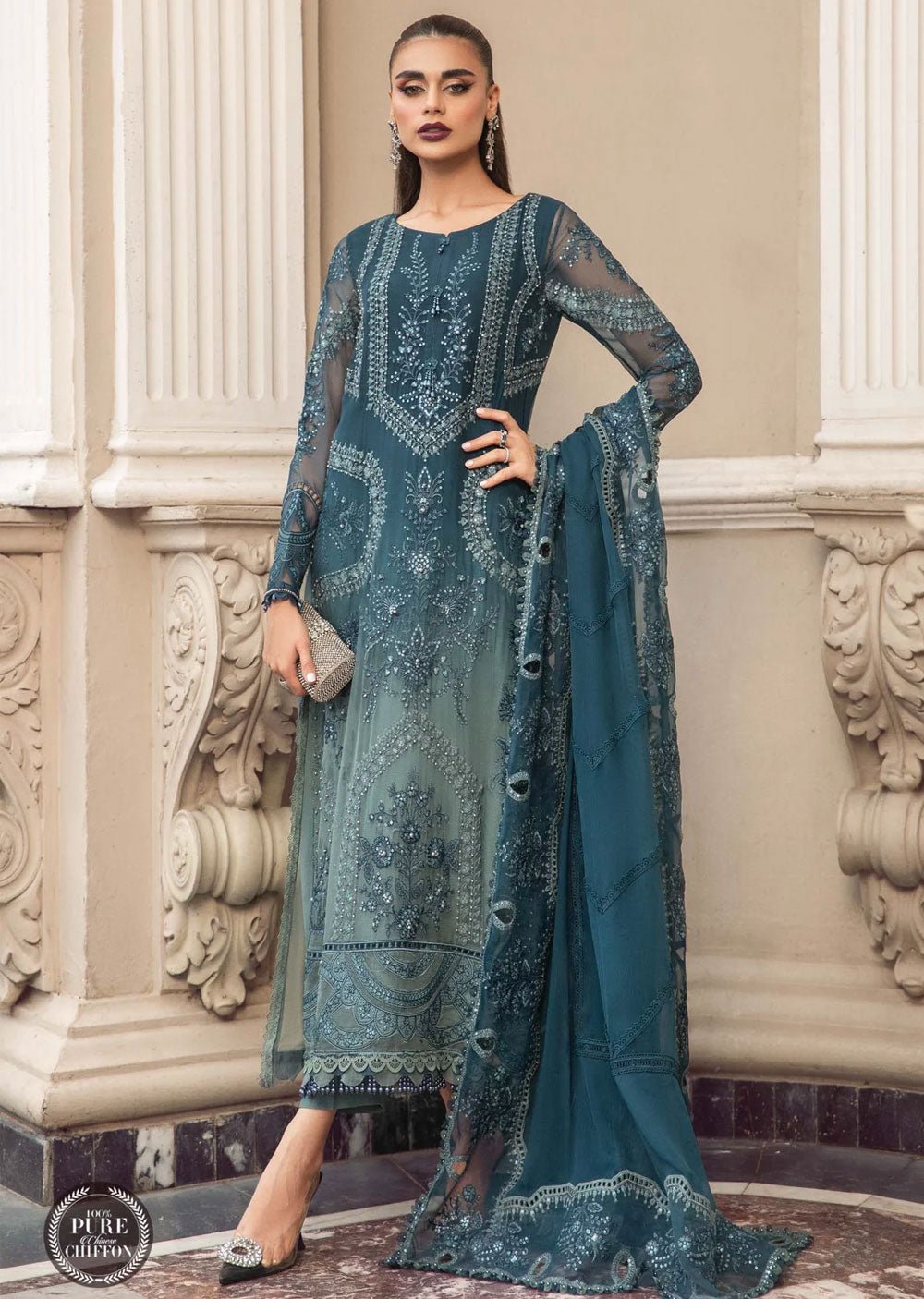 MPC-23-102 - Unstitched - Maria B Chiffon Collection 2023 - Memsaab Online