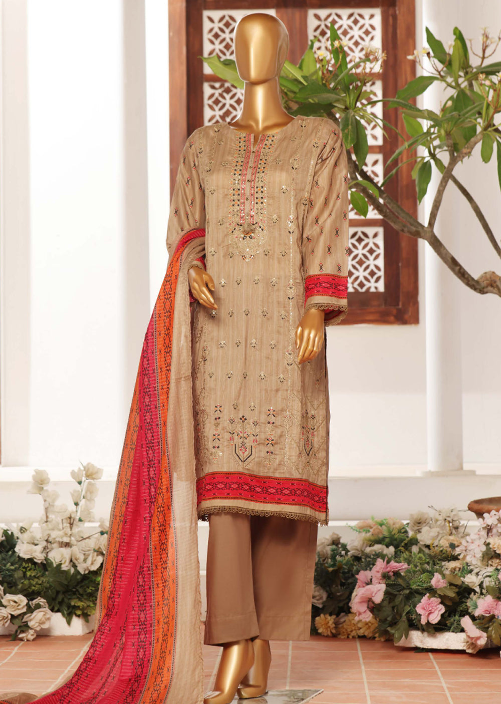 SDR-102 Summer Embroidered Lawn Suit - Memsaab Online