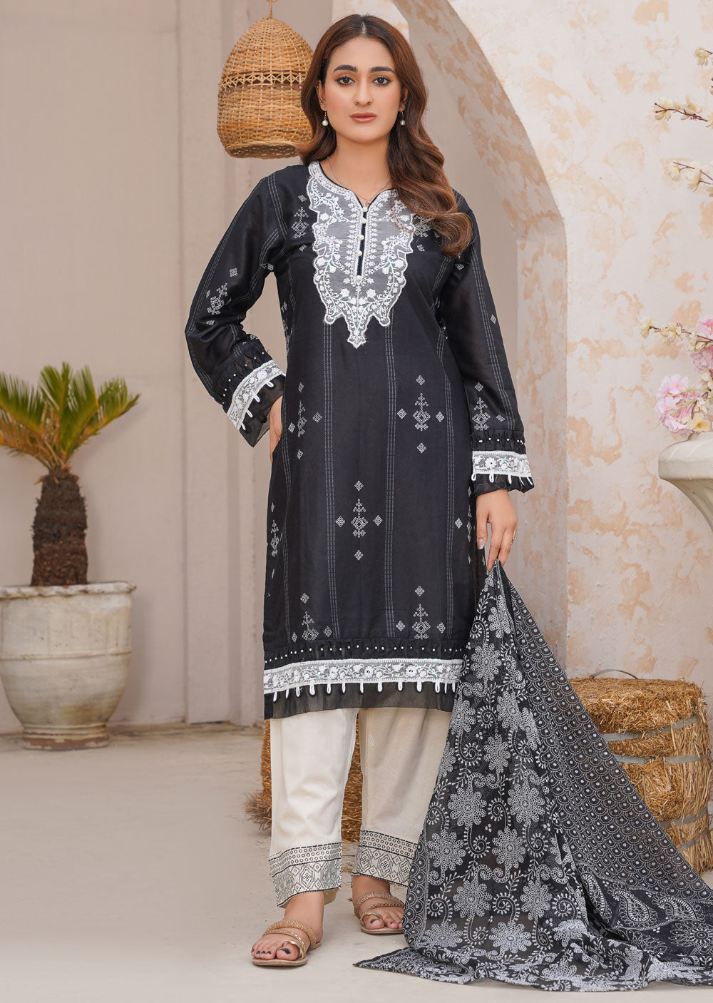 ANI103 Black readymade Printed Suit - Memsaab Online