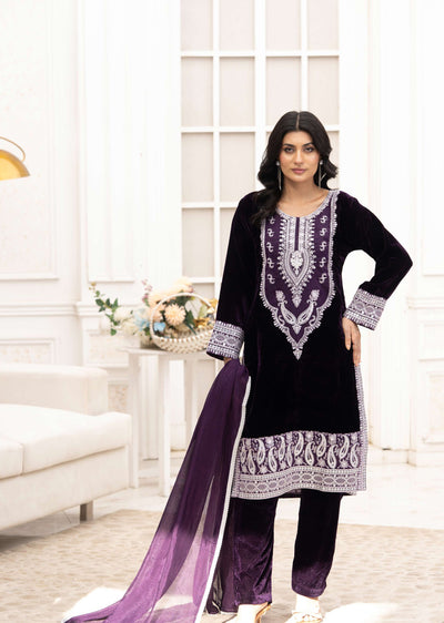 RGZ7110 Readymade - Luxury winter Velvet Suit 2025 - Memsaab Online