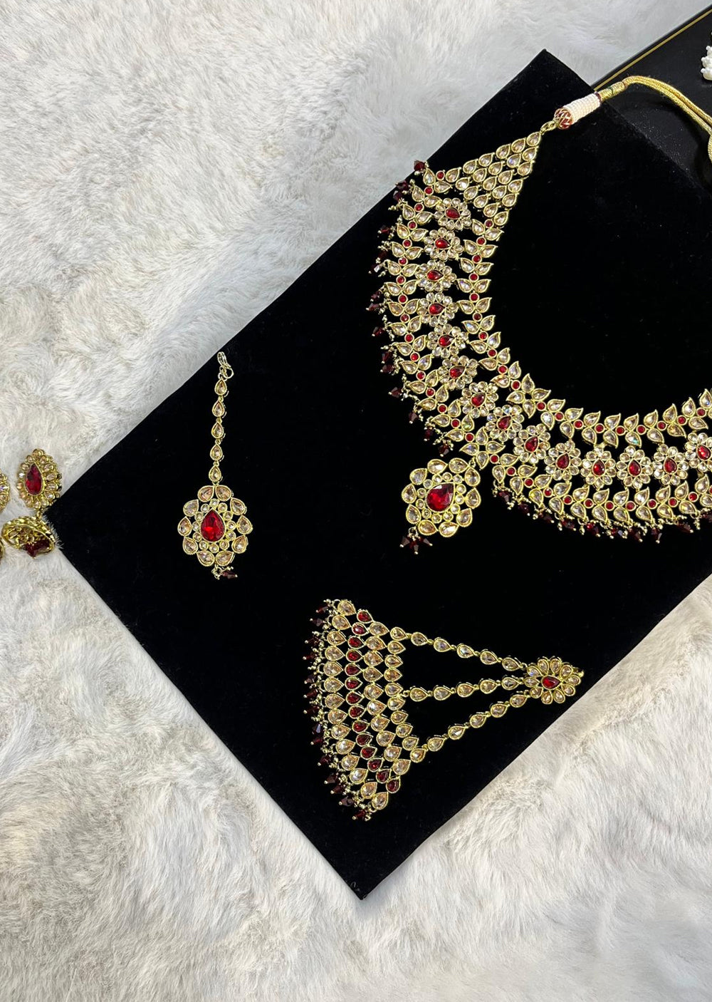 4639 Necklace Set Maroon - Memsaab Online