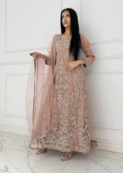 RH2106 Simran - Pink Fancy Long Gown - Memsaab Online