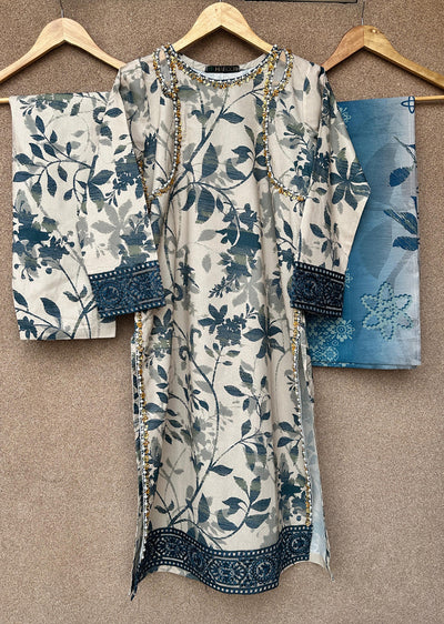 HNR-09 - Cream - Readymade - Haroon Cotton Suit 2025 - Memsaab Online