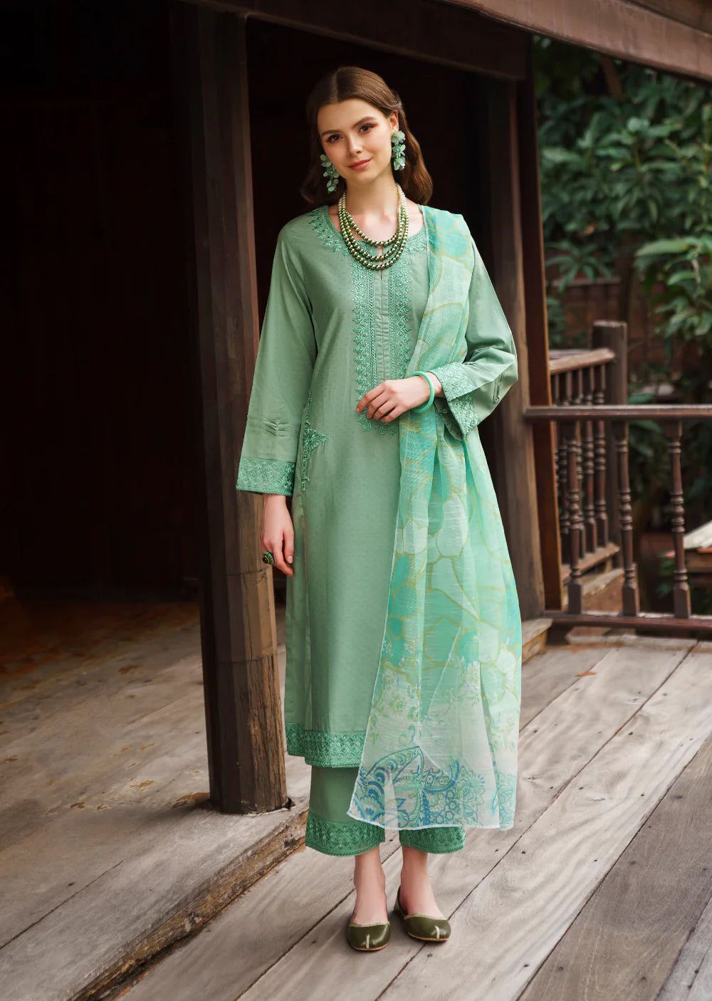 OASIS- Readymade 3 Piece Cotton Suit - Memsaab Online