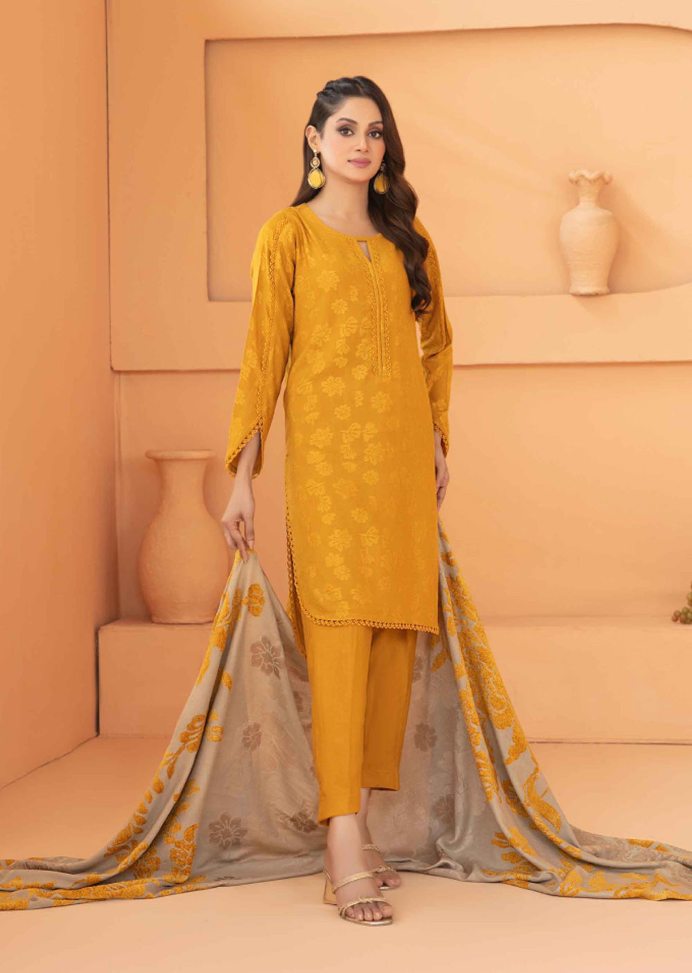 MHZ-3726 - Unstitched - Mahzala Jacquard Suit by Tawakkal 2025 - Memsaab Online