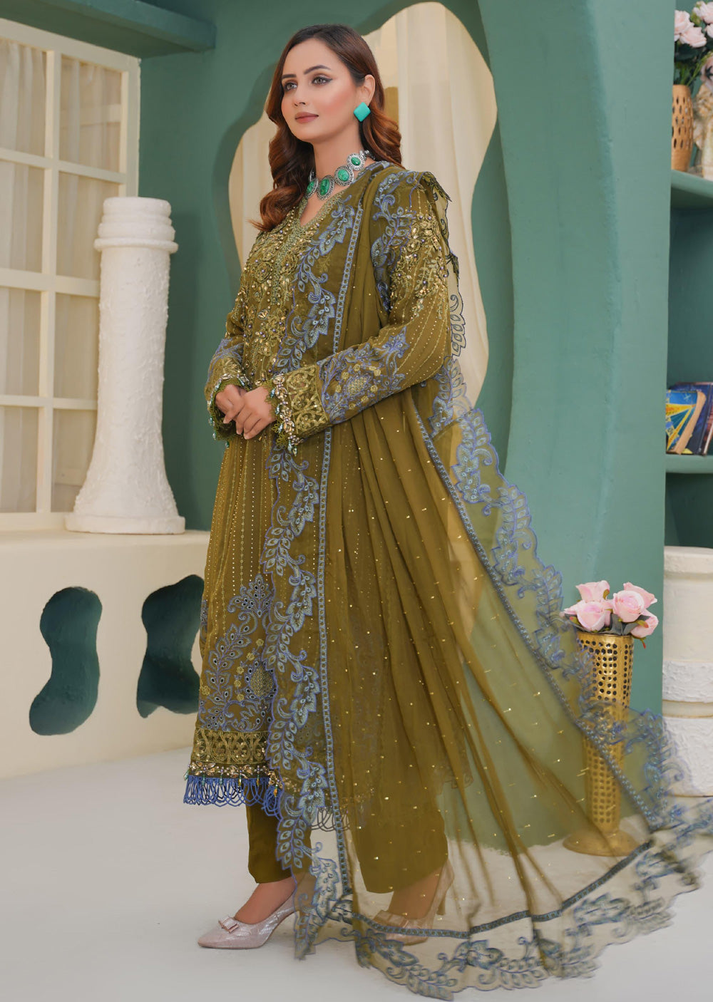SAJN-02 Readymade - Sajni Organza Net Collection 2025 - Memsaab Online