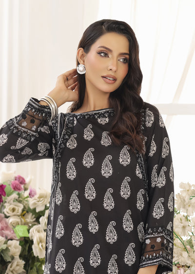 RBY-106 - RABIYA -Black Cotton 2 Piecce Co-ord Farshi - Memsaab Online