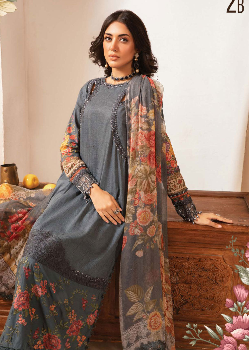 MSBT-102-B - Unstitched - Maria B MPrints Lawn Eid Collection 2024 - Memsaab Online