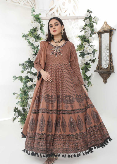 HK202 Samarkand Readymade Brown Dress - Memsaab Online