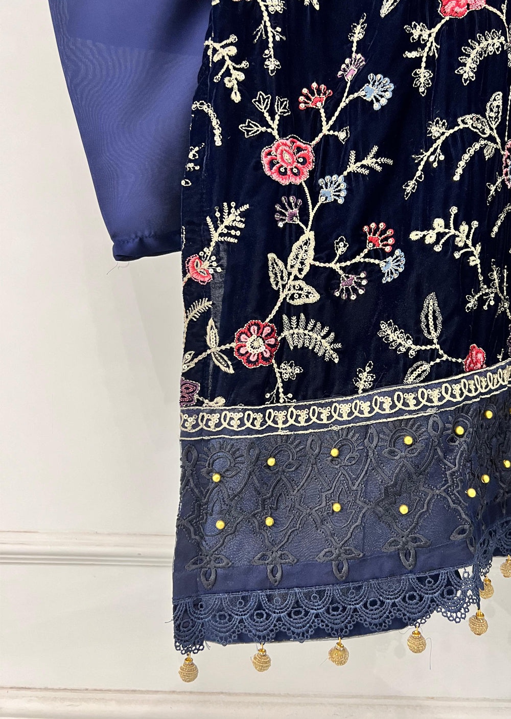 SMR3106 - Readymade Navy Velvet Suit - Memsaab Online