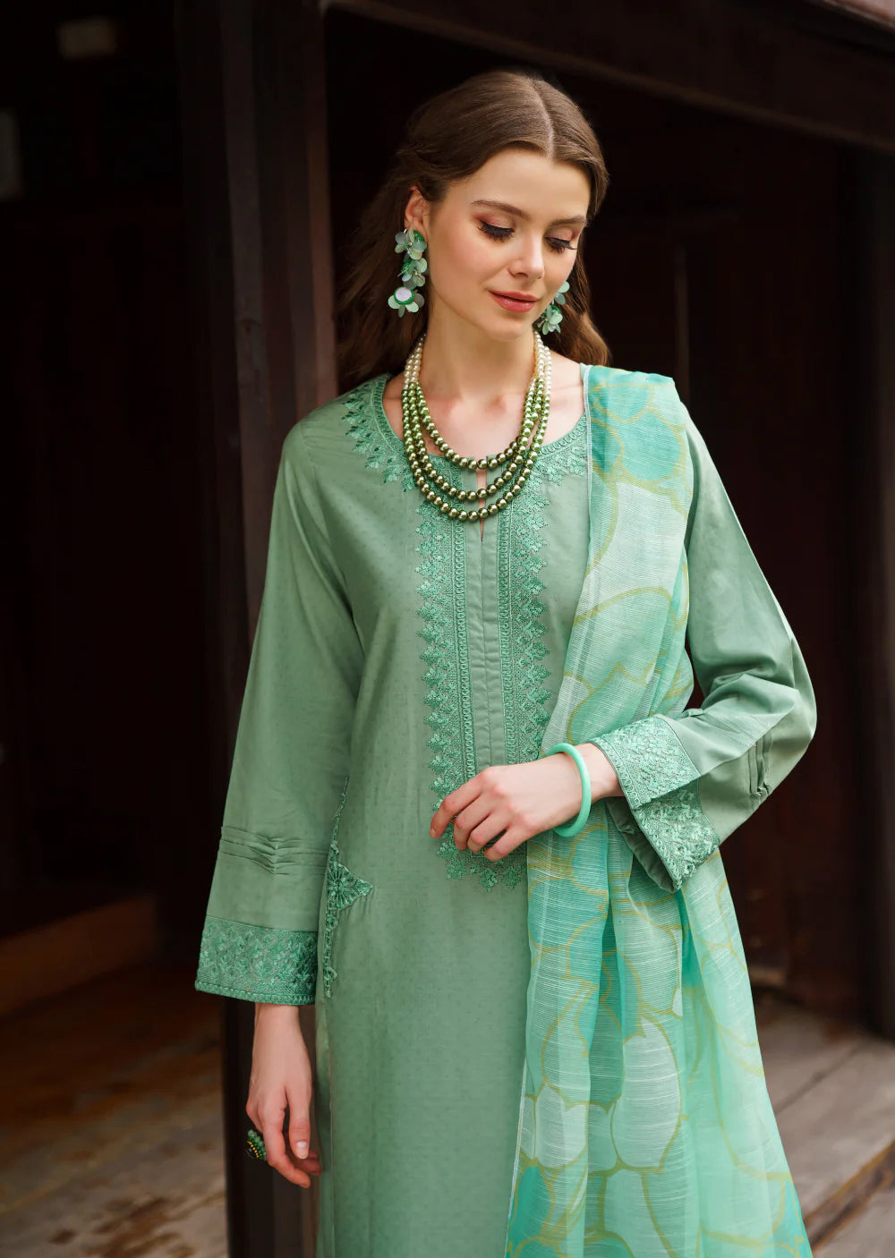 OASIS- Readymade 3 Piece Cotton Suit - Memsaab Online