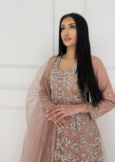 RH2106 Simran - Pink Fancy Long Gown - Memsaab Online